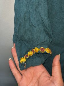 Embroidered Teal Kurta