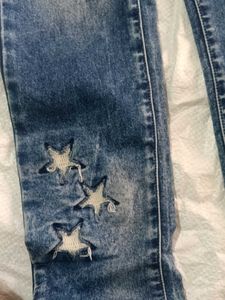Blue Distressed Denim Jeans