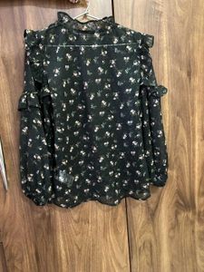 Chic Floral Print Sheer Blouse