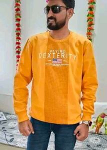 Men's Yellow Graphic Sweatshirt size- XL