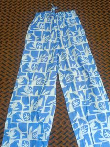 Boho Blue & White Wide Leg Lounge Pants