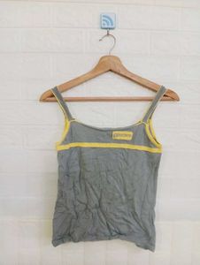 Gray Tank Top with Yellow Trim