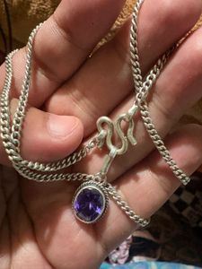 Silver Chain with Purple Pendant