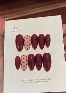 maroon gel nails extension press on