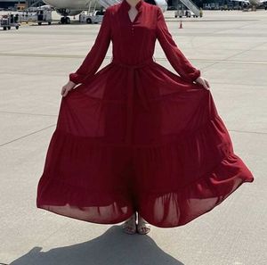 Elegant Burgundy Tiered Maxi Dress