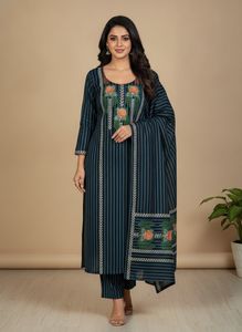 Embroidered Striped Suit