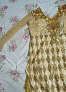 Elegant Gold &amp; Red Kurta Set
