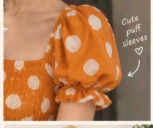 Orange Polka Dot Smocked Top