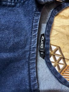 Denim Buckle Strap Mini Dress