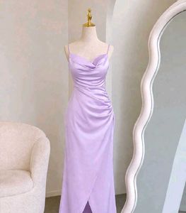 LAVENDER SATIN MIDI DRESS