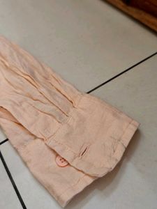 The Souled Store Men's Peach Cotton Linen Shirt