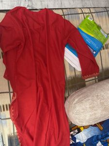 Red Embroidered Kurta