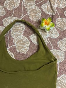 ZARA | olive green halter neck top