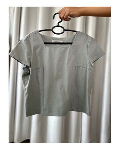 Chic Grey Square Neck Top
