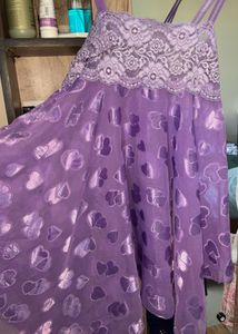 Purple Lace &amp; Heart Print Nightgown