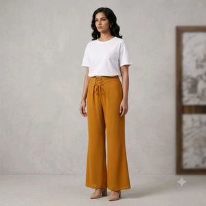 Stylish Wide 🅰️28 Leg Pants with Lace-Up Detail