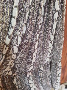 Sheer Snake Print Smocked Midi Dress