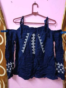 💜199Rs SALE💜Navy Blue Off-Shoulder Top