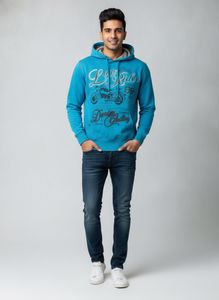 Vtg Blue "Low Rider" Graphic Hoodie