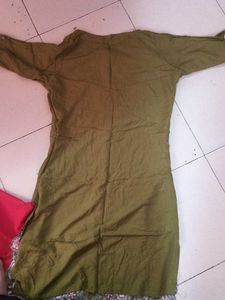 Olive Green Embroidered Kurta Set