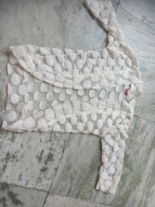 White Polka Dot Net Blouse