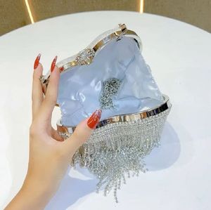Heart Shape Tessel Rhinestone Clutch