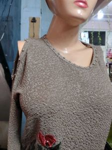 Chic Cold Shoulder Embroidered Top