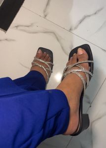 Sparkling Embellished Flat Sandals
