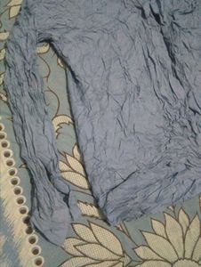 Blue Crushed Texture Long Sleeve Shirt