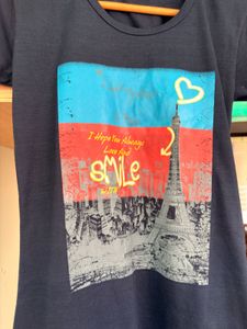 Navy Blue Eiffel Tower Graphic T-Shirt