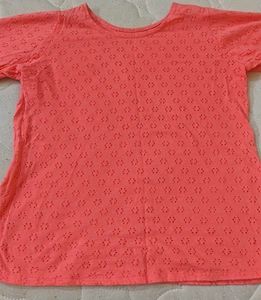 Coral Eyelet T-shirt