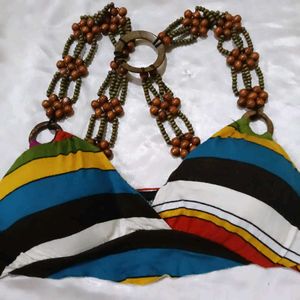 Boho Striped Bikini Top