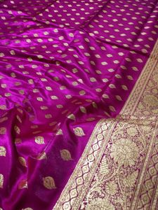 New Katan Vibrant Magenta Pink Banarasi Silk Saree