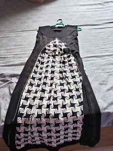 Elegant Black & White Patterned Gown
