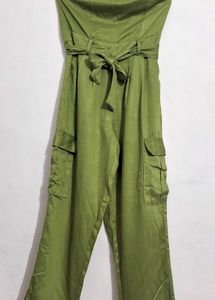 Sassafras Green Strapless Jumpsuit with Belt