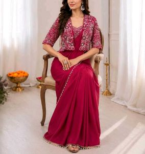 Beautiful fully stitched saree with blouse and jac