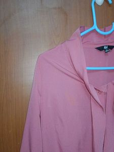 Elegant Pink Blouse with Neck Tie