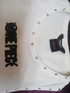 Yousta x Netflix One Piece White Ribbed Tank Top |