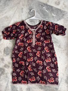 Floral Print Kurta with puffy short sleeves