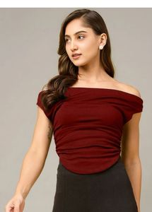 Chic Off-Shoulder Ruched Crop Top