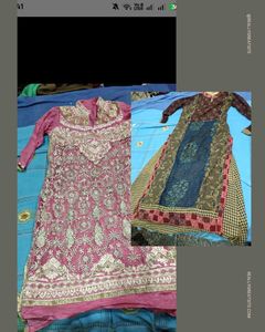 Embroidered shirt with pajami and kurta fre