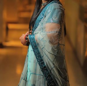Stunning Teal Lehenga Choli with Dupatta