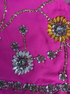 Embroidered Pink &amp; Yellow Saree