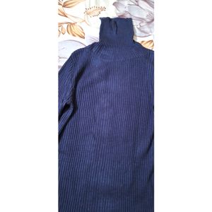 Blue Highneck Middi Dress