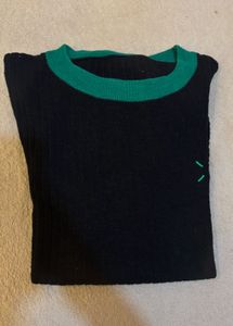 Black Ribbed Crew Neck T-Shirt