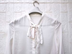 Korean Pinterest Elegant White Bow Neck Blouse