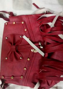 Chic Red Fringed Bow sling bag