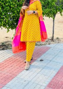 Vibrant Yellow Kurta and Pakistani salwar