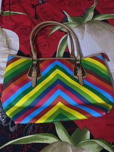Vibrant Rainbow Chevron Tote Bag