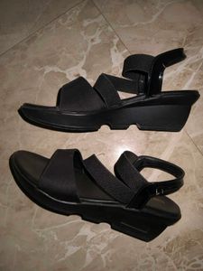 Stylish Black Strappy Wedge Sandals
